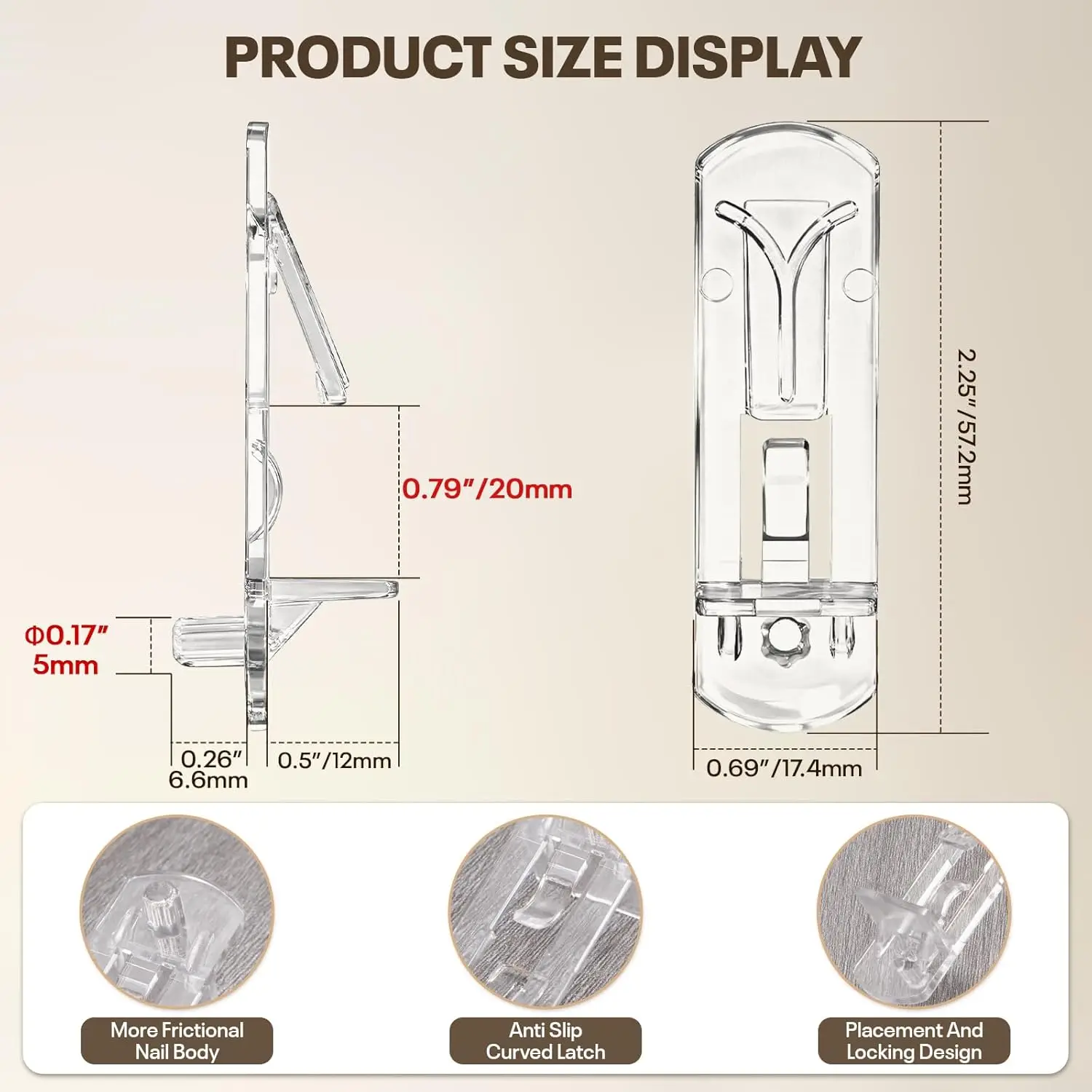 20Pcs Locking Shelf Pegs, 5*20mm Plastic Clear Shelf Support Studs, L-Shaped Cabinet Wardrobe Furniture Bracket Shelf Holder Pin