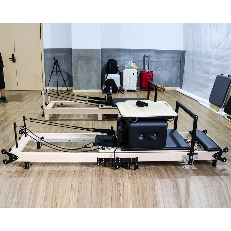 High End Foldable Core Bed Folding White Maple Wooden Pilates Reformer Wood Include Box and Jump Board