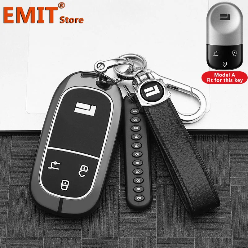 Zinc Alloy Silicone Car Key Case for BAIC JISHI Polestone 01 Polestones Remote Cover Shell Keychain Ring Holder Fob Accessories