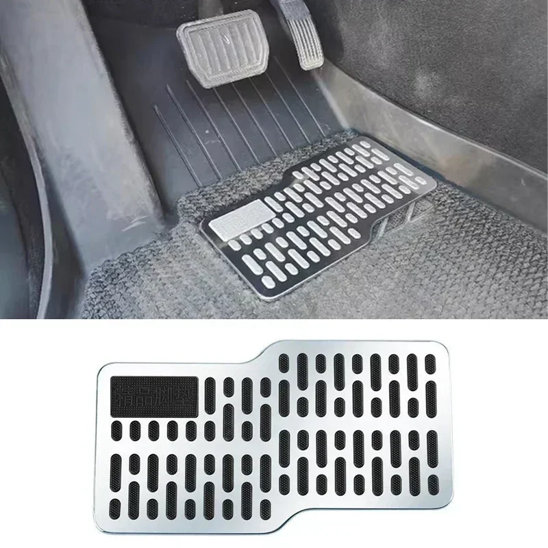 NEW Auto Foot Rest Pedal Plate Floor Carpet Mats Non-slip Stainless Heel Pad For Truck Suv Black Beige Brown Car Accessories