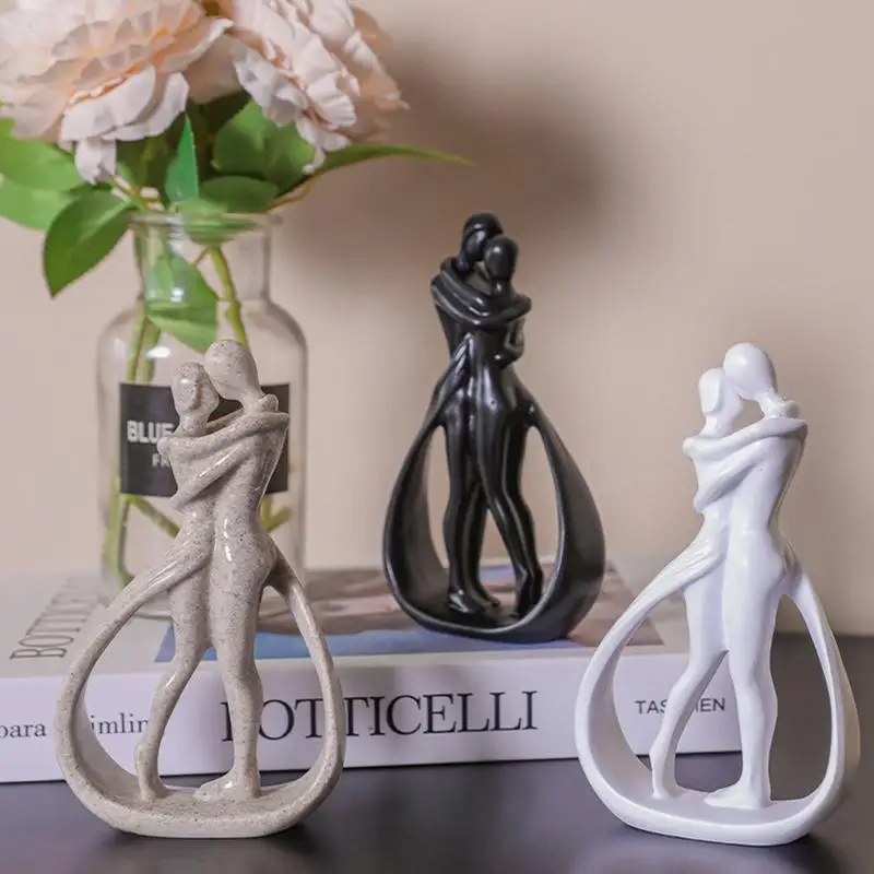 

Modern romantic couple statues abstract couple sculptures love statues for home decoration bookshelf desktop decoration