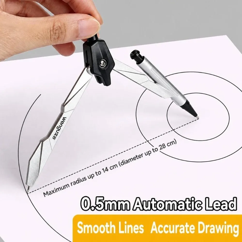 8Pcs Metal Geometry Compass Set Protractor Triangle Ruler Set Drawing Tools Students Compass Kit Geometry Drafting Stationery