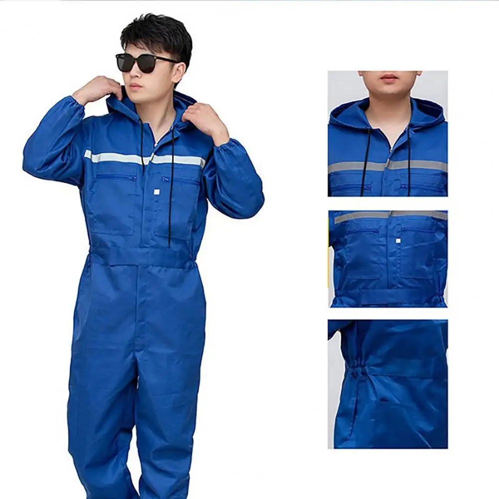 

Stain-resistant Work Clothes Durable Unisex Work Overalls with Reflective Zipper Pockets for Auto for Mechanics for Dust-proof