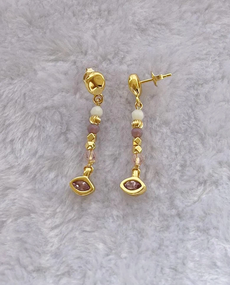 2023 unode50 Exquisite Fashion Electroplated 925 Silver Colored Gemstone Luxury Women's Earrings Romantic Holiday Gift