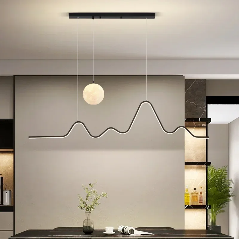 2023 Tavolo da pranzo Lampada moderna a sospensione a LED per sala da pranzo Cucina Bar Linea di design Lampadario Illuminazione Decor