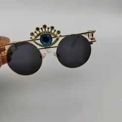 Modne okrągłe diamentowe okulary przeciwsłoneczne damskie okulary trzecie oko dekoracja Retro damskie okulary przeciwsłoneczne na imprezę óculos De Sol