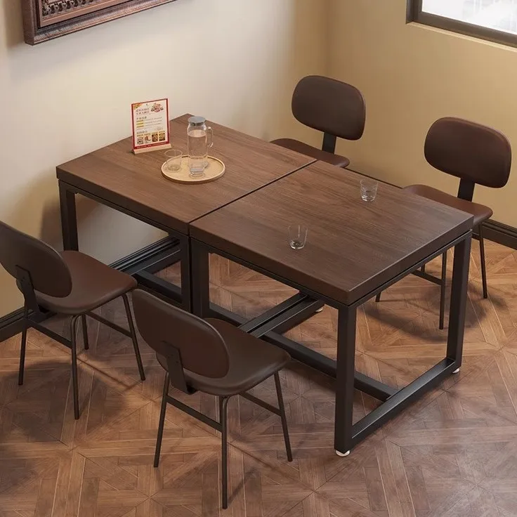 Commercial coffee milk tea shop table and chair combination 2 restaurants Square dining table