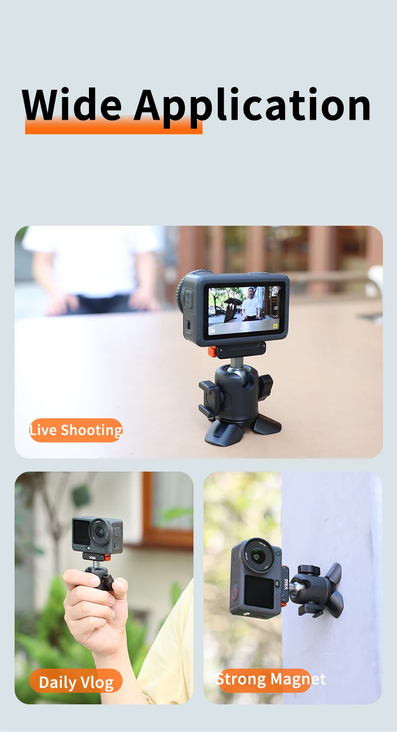 VRIG TP-39 Magnetisches Stativ Schnellverschluss 100g Aluminium für DJI Osmo 360 Nano Action 6 5 Pro 4 3 Pocket 3 GoPro Vlog Cold Shoe – Detail 5