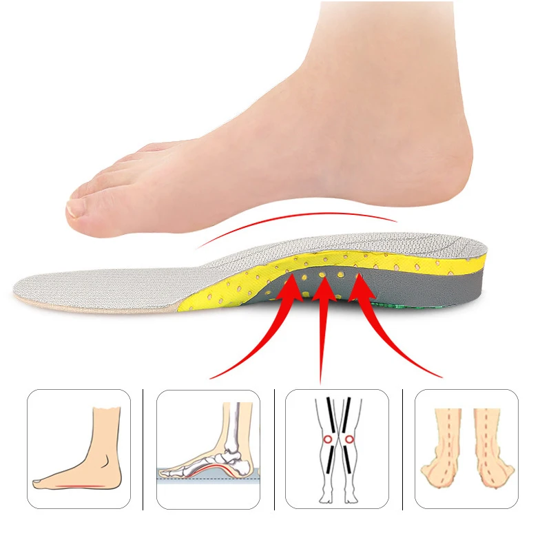 Support Shoes Pad for Flat Feet Sport Shock Absorption High Elastic Wear Resistant Foot Cushion Orthopedic Insole Thickened Arch