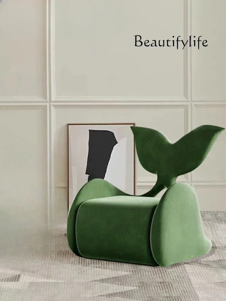 Modern minimalist and creative single fabric sofa chair whale design small apartment living room leisure chair