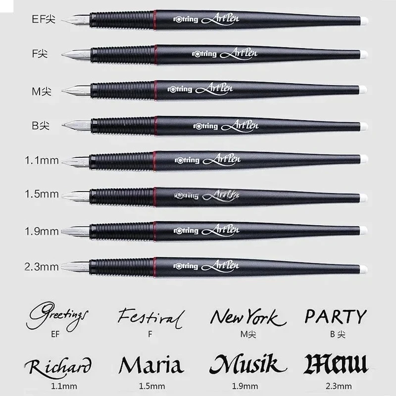 German Rotring Original Fountain Pen Art EF/F/M/1.5/1.9/2.3mm Practice Writing Pen Accessories Handwriting Business Gifts New