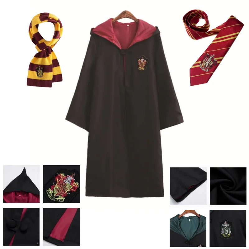 Anime Slytherin Uniform Magic School Cloak Cosplay Costume Set Men's Women's Wizardry Clothing Cape Scarf Tie Glasses Hat Prop