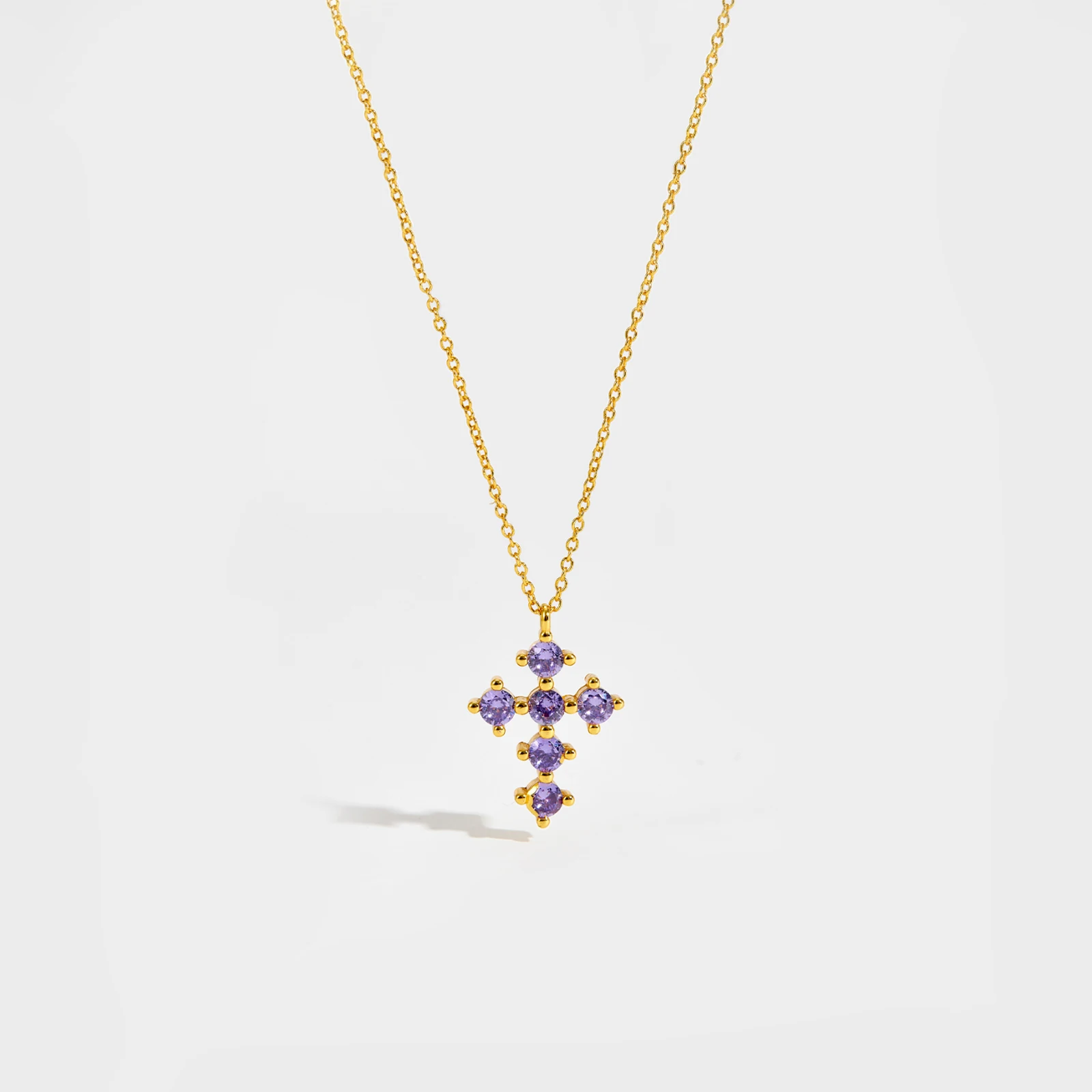 ANDYWEN 925 Sterling Silver Rainbow Colorful Zircon Cross Pendent Necklace Long Chain 2025 Women Luxury Jewelry Crystal Fine - view 2