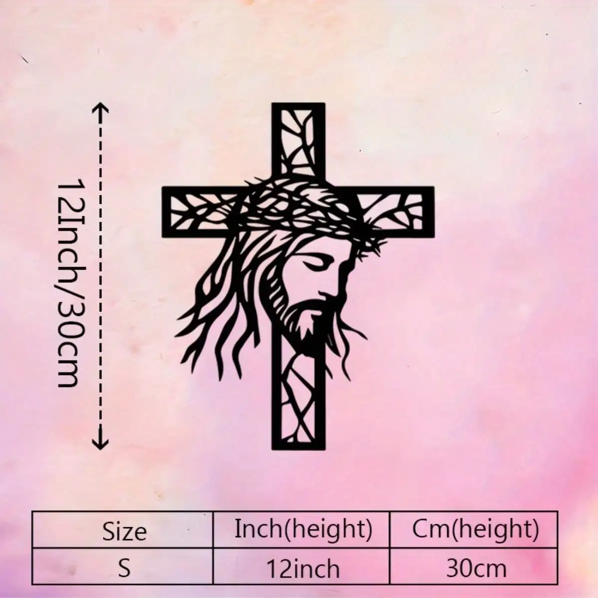 Iron Jesus Cross Wall Decor - Christian Metal Cross Statue for Home Altar Prayer Room Gift
