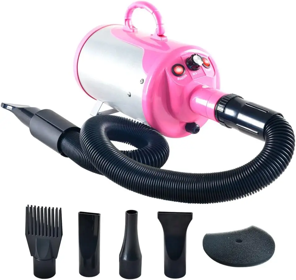 

Pet Hair Force Dryer with Heater for Dogs, Pink Grooming Blower - Fast Drying & Gentle