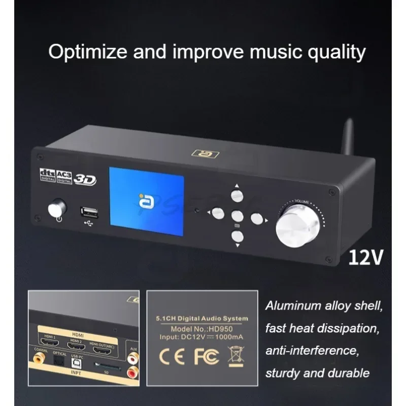 HDMI Compatible DTSHD Panoramic Sound Effect 5.1CH Audio Decoder DSD Bluetooth Receiver OTG Fiber Optic Hard Disk Digital Player