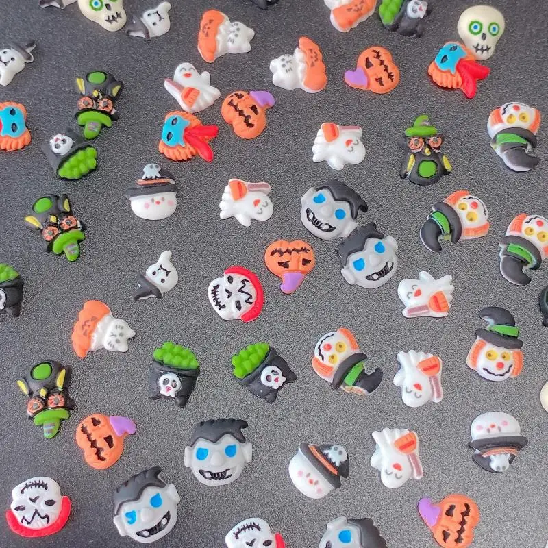 Halloween Mixed Series Nail Art Charms Cartoon Cute Angel Ghost Funny Pumpkin Resin Nail Decorations for DIY Nail Accessories