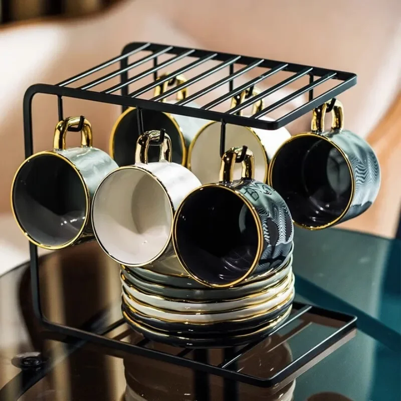 Light luxury coffee cup set, high-end European afternoon tea coffee cup, high-value golden cup and saucer gift box.