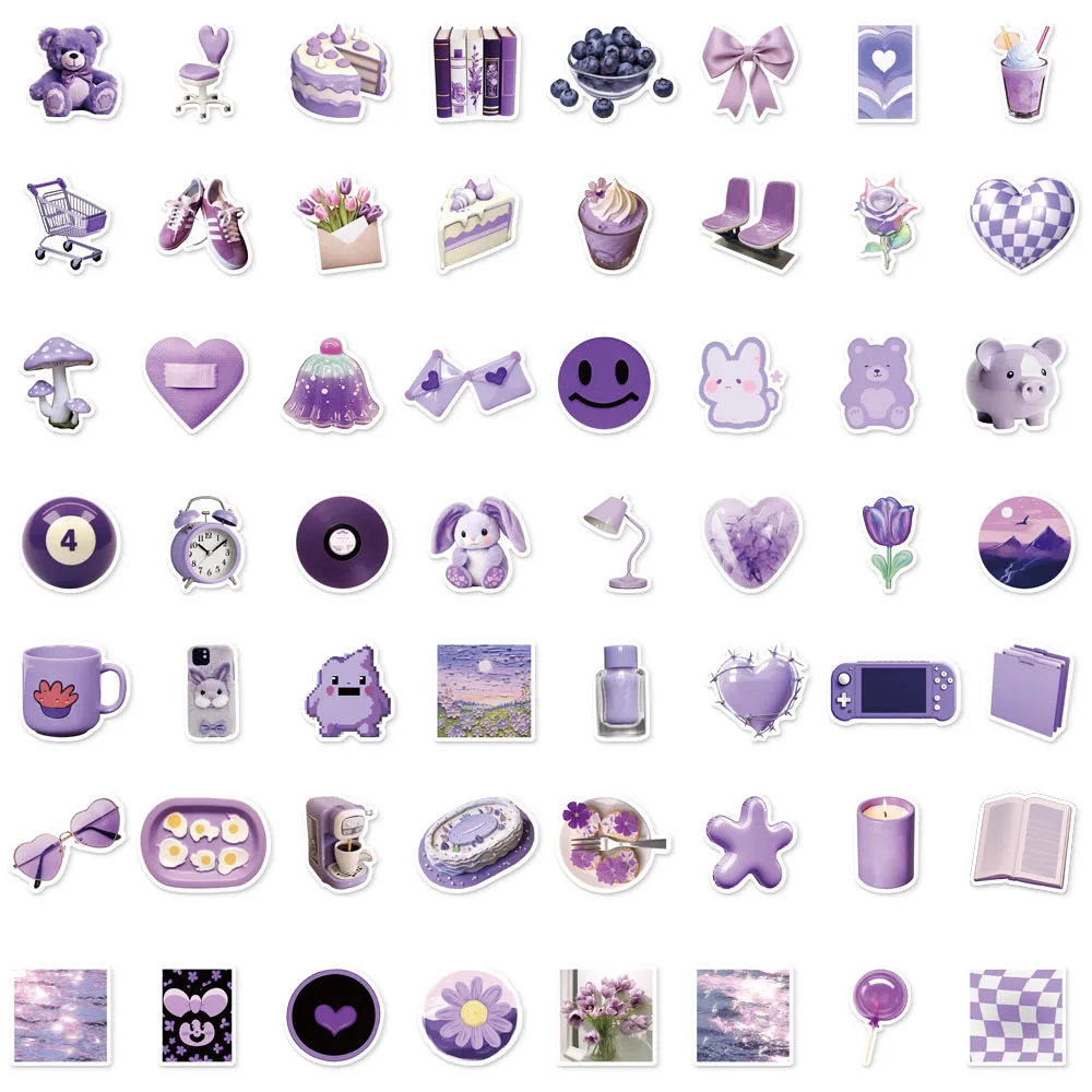 50 Uds. Pegatinas simples y divertidas de estilo Ins púrpura, fundas para teléfono, tazas para ordenador portátil, altavoces, pegatinas impermeables