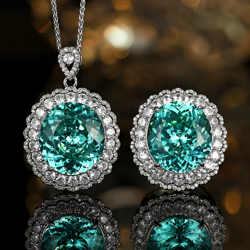 

Jewelry gold-plated Para Green light luxury set wholesale main stone 18*20