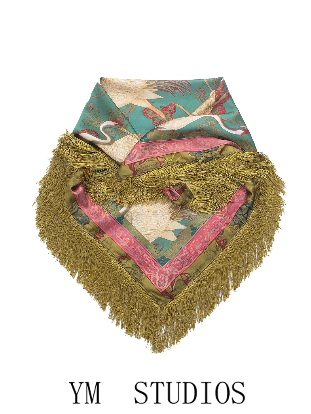 Ethnic Style Phoenix Print Floral Pattern Shawl Neck Decor Tassel  Women's Fashion Summer Scarf Travel Polyester Fiber