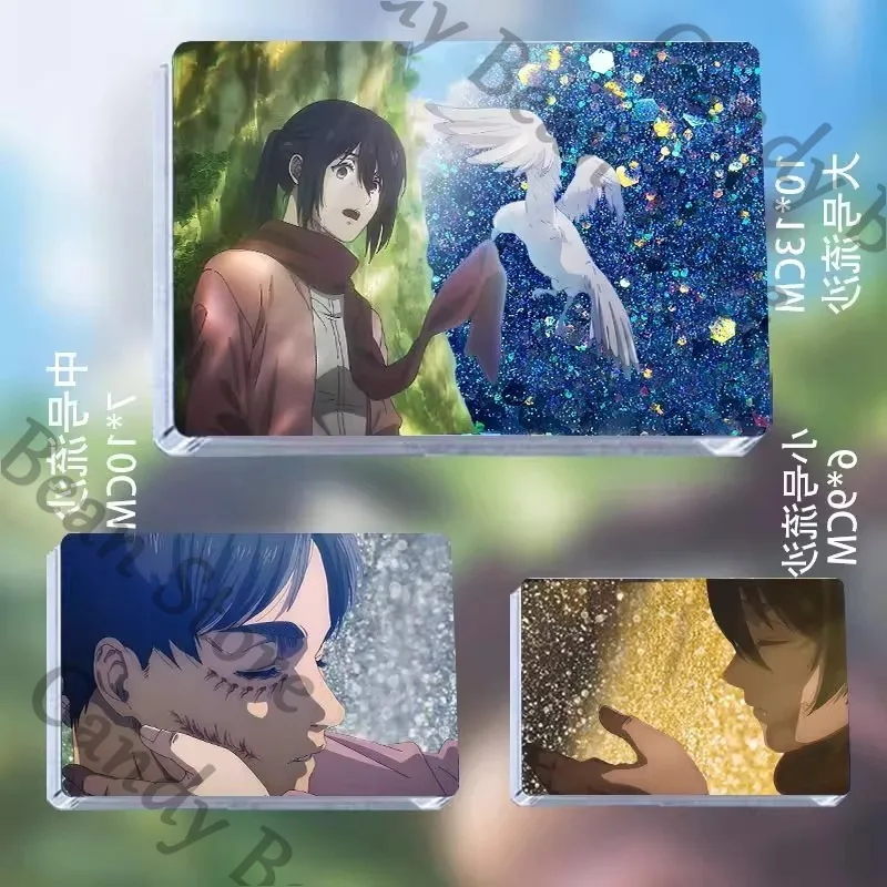 

Anime Attack on Titan Eren Jaeger Mikasa·Ackerman Cosplay Acrylic Quicksand Card Bricks Cartoon Standing Sign Ornament Xmas Gift