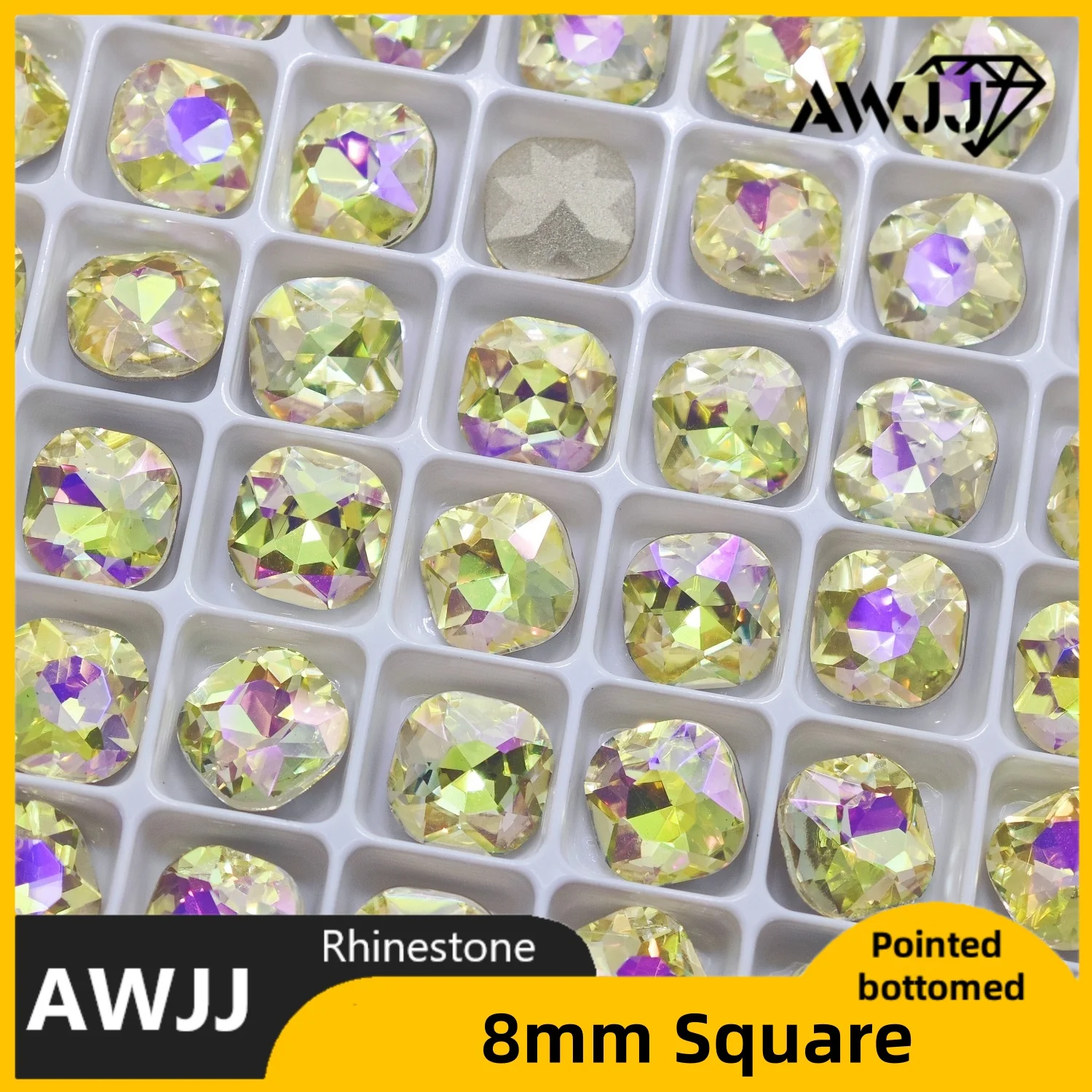 8mm Fat Square Shape Pointed Back Rhinestones DIY Handicraft Accessories All-Time Classic Hottest Selling Widest Color Selection