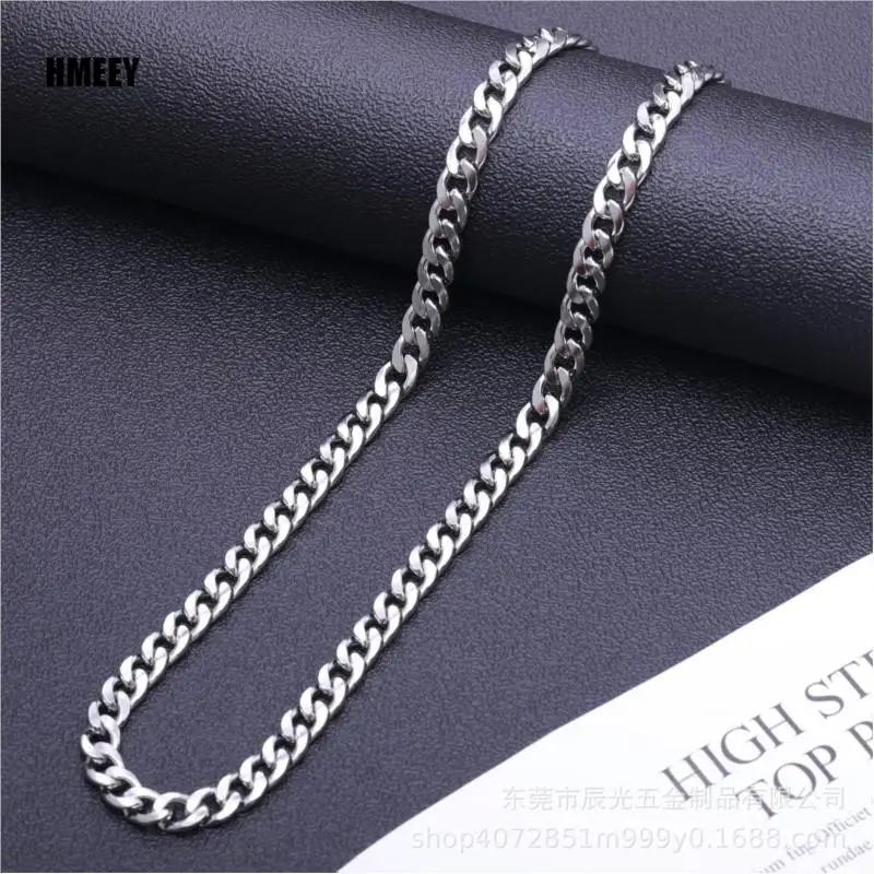Hmeey Naszyjnik ze stali nierdzewnej Długi Hip Hop dla kobiet Mężczyźni na szyi Biżuteria modowa Prezent Akcesoria Srebrny kolor Choker