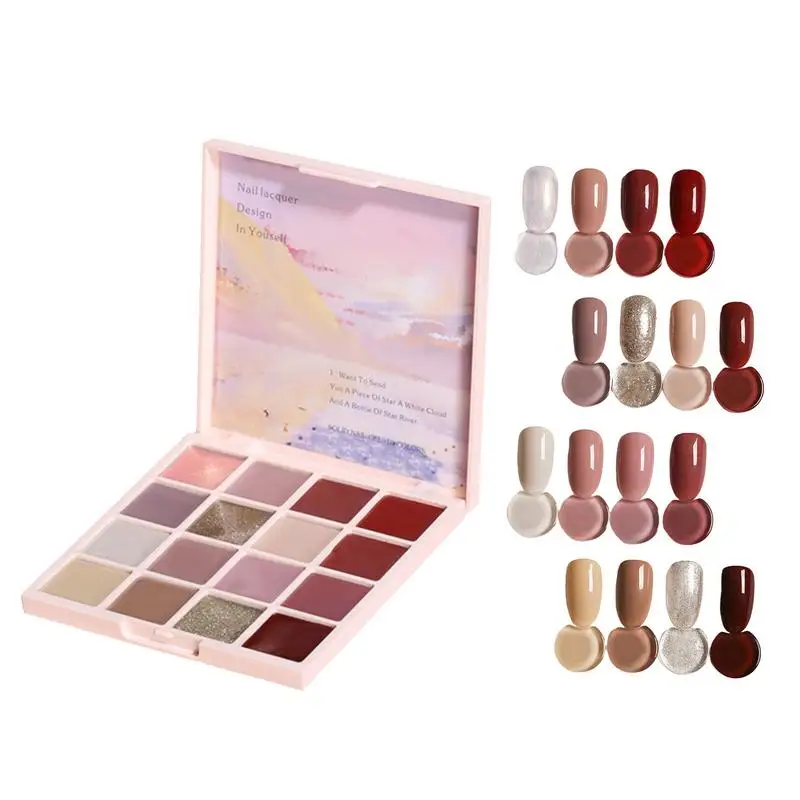 Esmalte de uñas de Gel sólido, crema de 16 colores, paleta de manicura, pegamento de esmalte de uñas de Gel sólido pequeño para mujeres y niñas, salón en casa