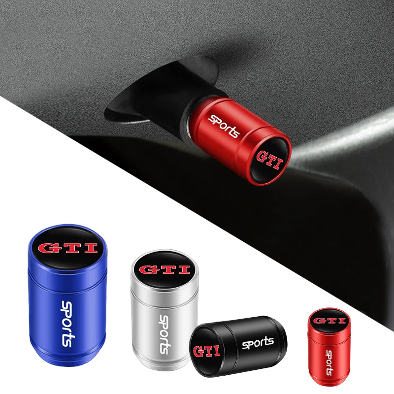 4PCS Metal Tire Valve Caps Car Tyre Air Stems Cover For Volkswagen GTI Amarok T5 Teramont CC GTD T-ROC Arteon Transporter Caddy