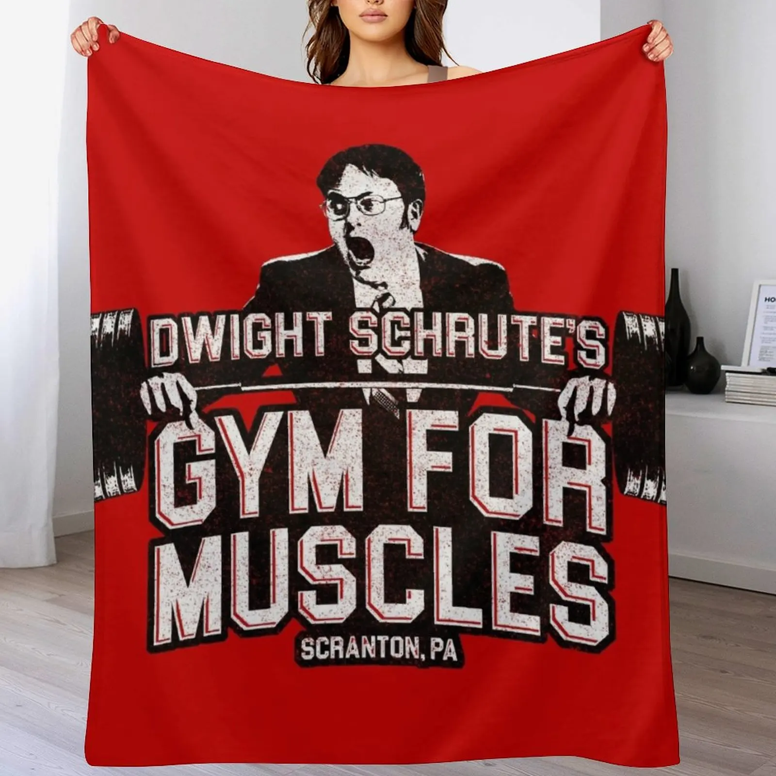 

Dwight Schrute's Gym For Muscles Throw Blanket Flannel Hairys Blankets