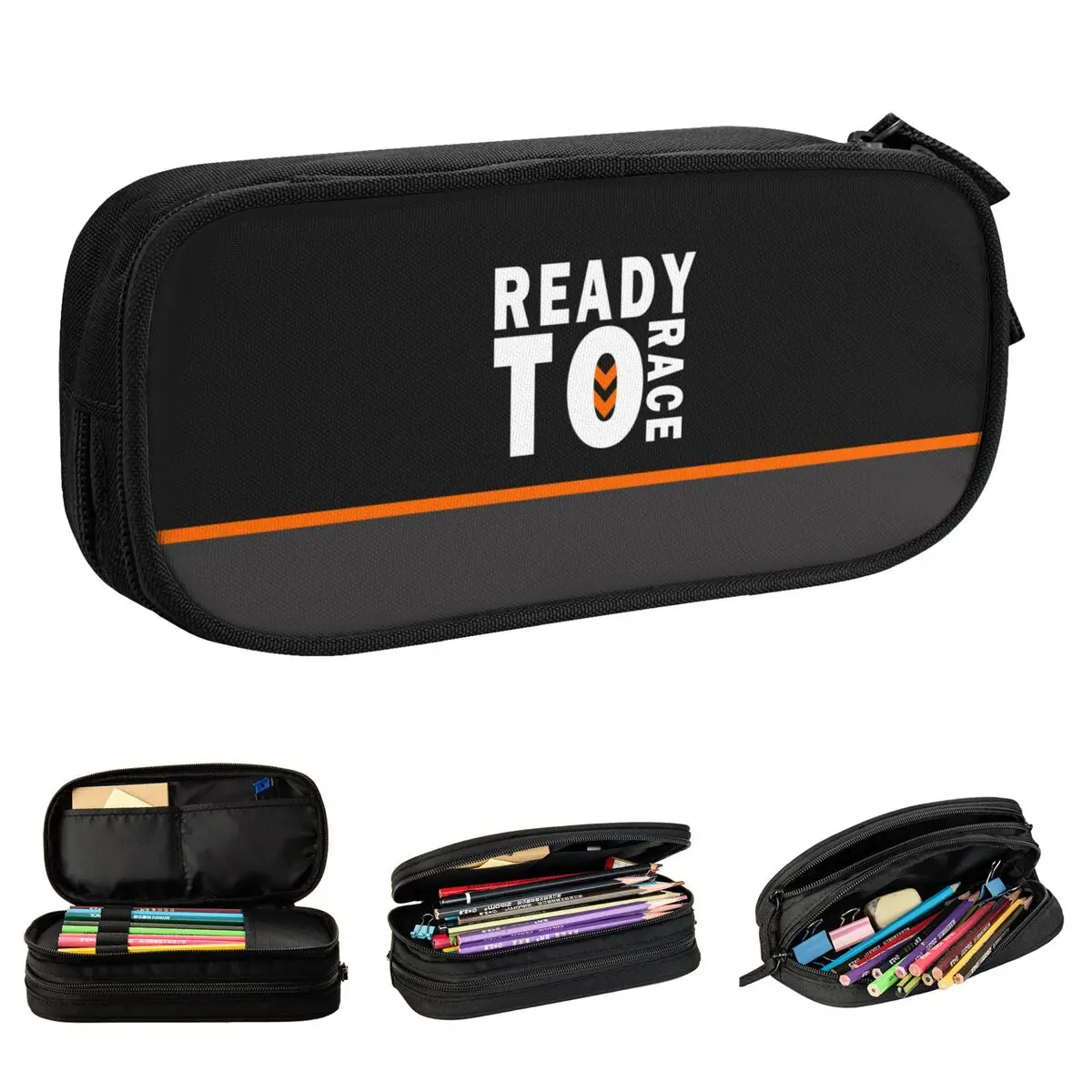 Ready To Race Enduro Cross Motocross Pencil Case Pencil Box Pen Box for Girls Boys Big Capacity Bag Students  Zipper Stationery