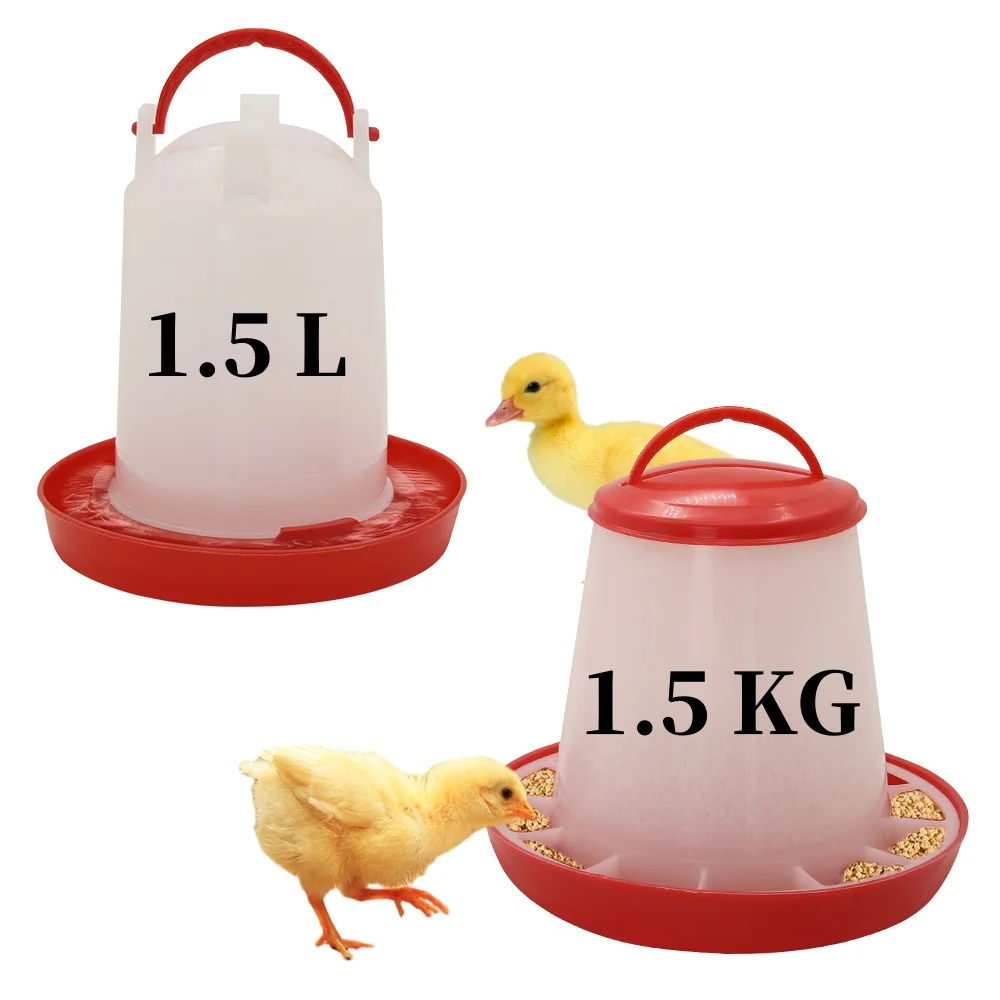 Chicken Poultry Feeder And Waterer Water Food Dispenser Automatic Chicken Chick Waterer Feeding Bucket Container Farm Supply