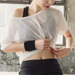 2025 Sexy Mesh Yoga Shirt Quick Dry Sport Fitness Female Running Shirt Gym Clothes Tank Top Workout Exercises T-Shirt Sportwear