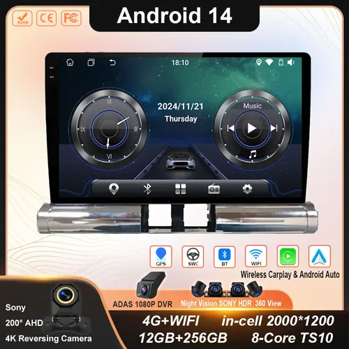 Citroen C3 2018 - 2023 용 차량용 라디오 Android 멀티미디어 GPS 네비게이션 Carplay Android Auto Head Unit Stereo Autoradio No 2 Din