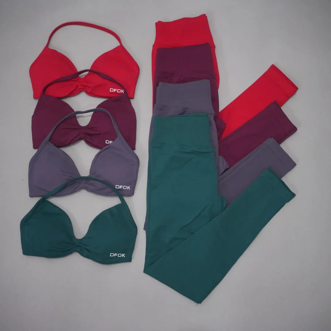 DFDK DFDK Seamless Knit Women 2 Piece Yoga Outfit Crop Top High Waist Leggings Breathable Stretchy Gym Workout Cycling Sports Set - Aliexpress Deal