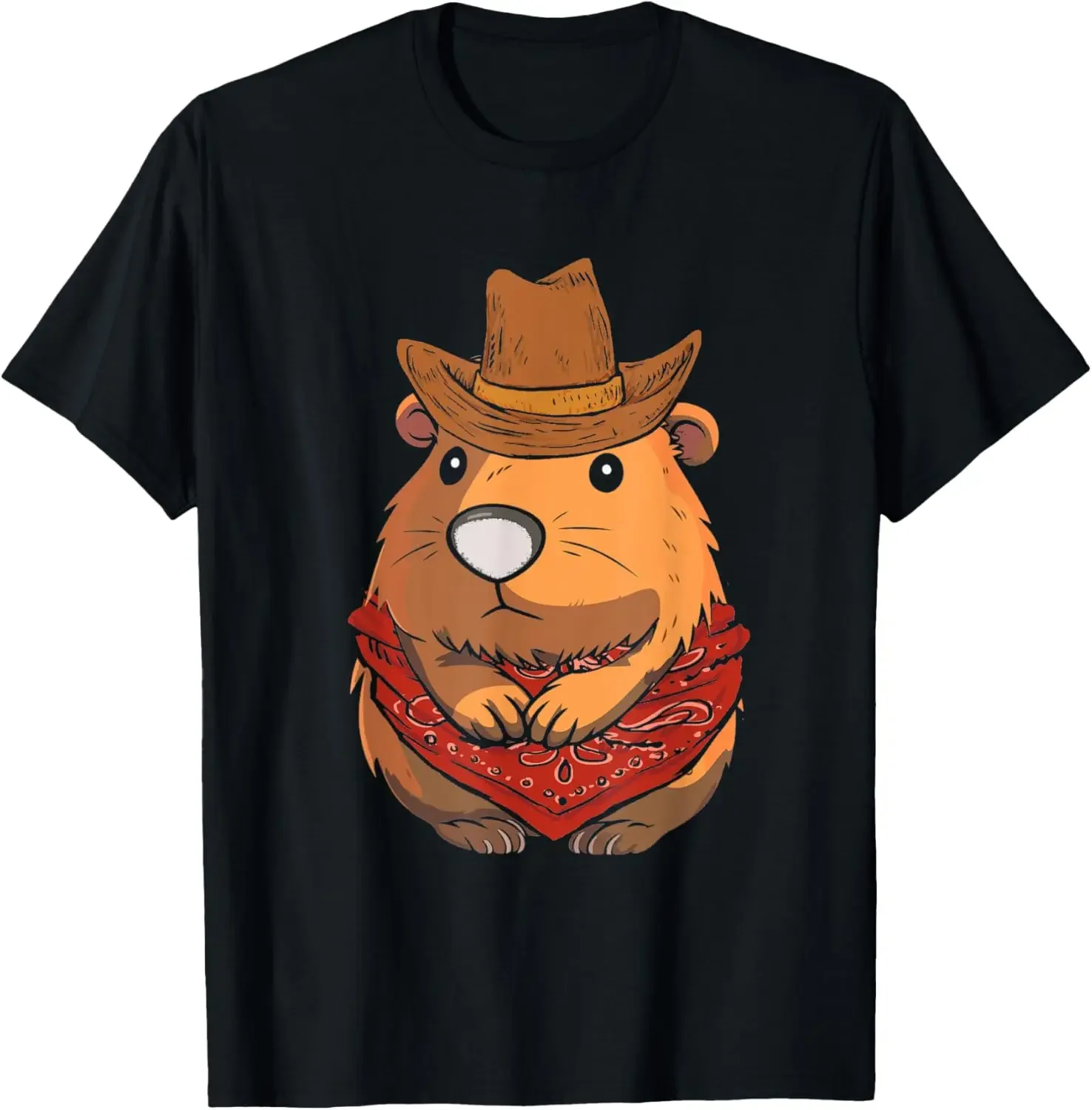 

Cowboy Capybara Funny Animal Lover Graphic Tee Breathable Cotton T-Shirt Gift