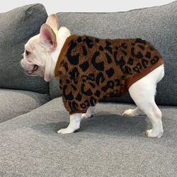 Puppy Pullover Dog Clothes Leopard Printed Pet Vest Winter Dog Clothes For Small Medium Dogs Puppy Cat Chihuahua Yorkie Pug Coat