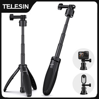 TELESIN Mini Quick Release Selfie Stick Tripod Portable Adjustable Length for GoPro Insta360 DJI Osmo Action Action Camera