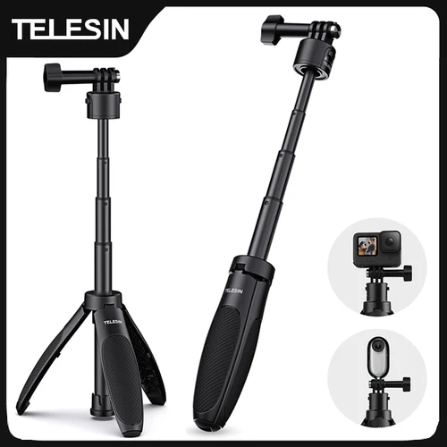 TELESIN Mini trípode/palo Selfie de liberación rápida portátil de longitud ajustable para GoPro Insta360 DJI Osmo Cámara de acción
