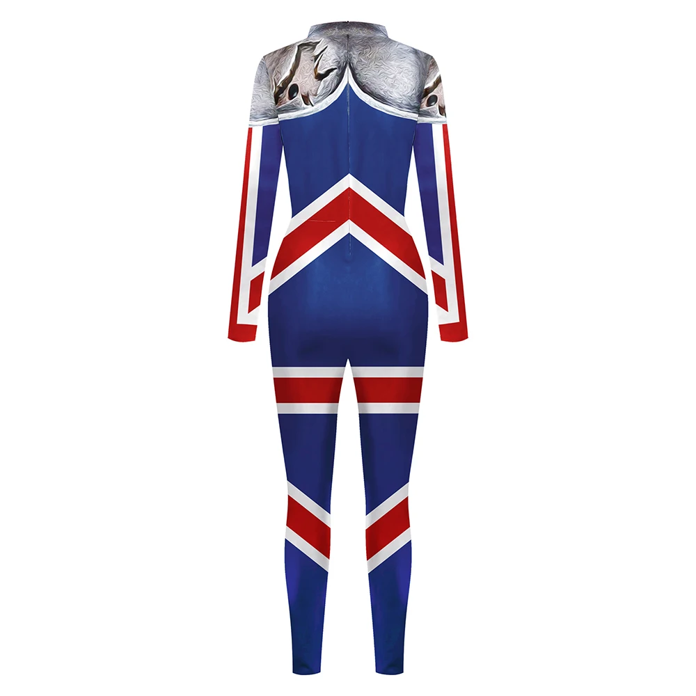 Nationale Vlag Jumpsuit Halloween Alien Patronen Cosplay Kostuum Fancy Feest Bodysuit Carnaval Catsuit Skinny Rits Zentai