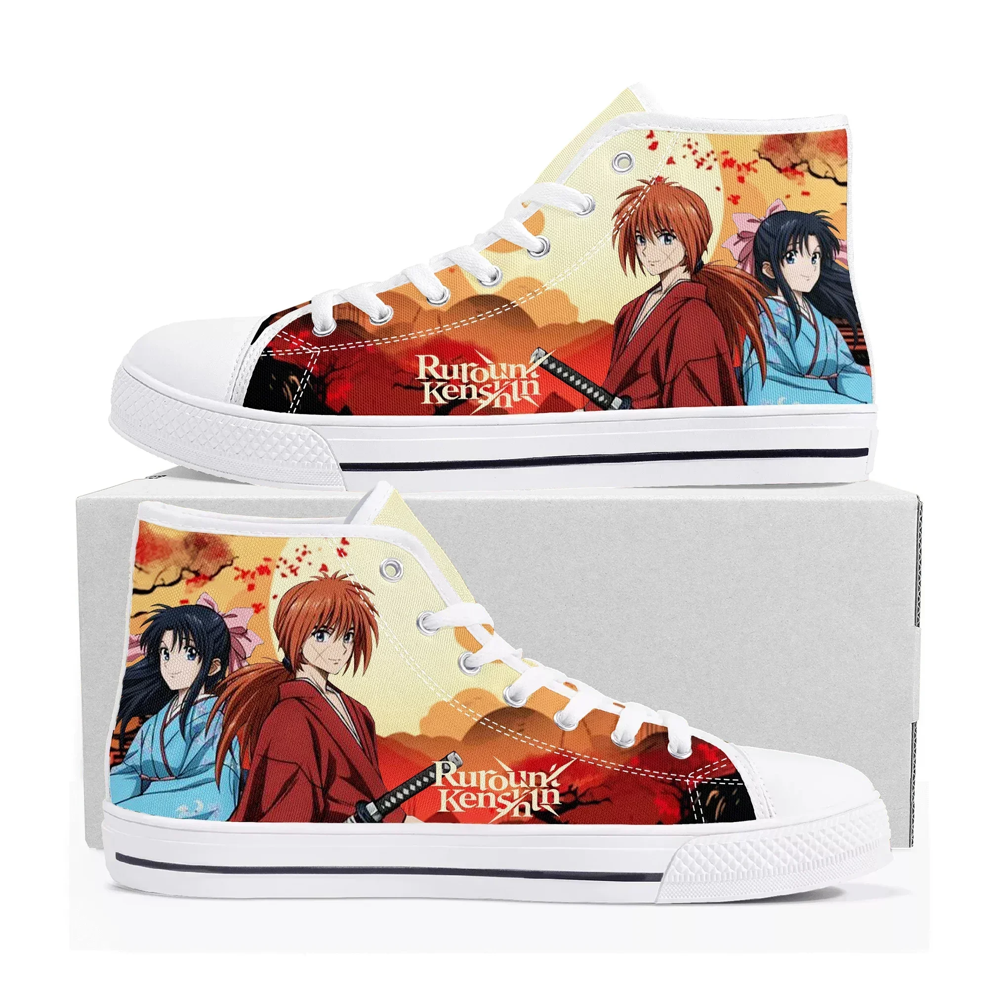 Rurouni Kenshin Himura High Top Sneakers Mens Womens High Quality Canvas Sneaker Comics Manga Couple Customized Shoes