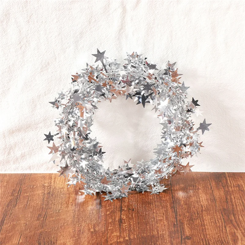 

9PCS Tinsel Stars Wire Garlands Star Garlands For Wreath Making Gifts Wrapping And DIY Craft Projects-B60B