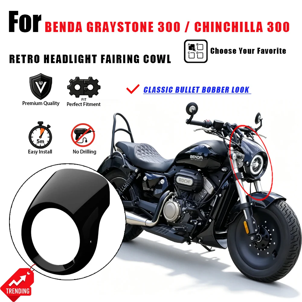 Para Benda Graystone 300 Chinchilla 300 BD300: Carenagem do Farol, Para-brisa e Carenagem Frontal - Acessórios para Moto