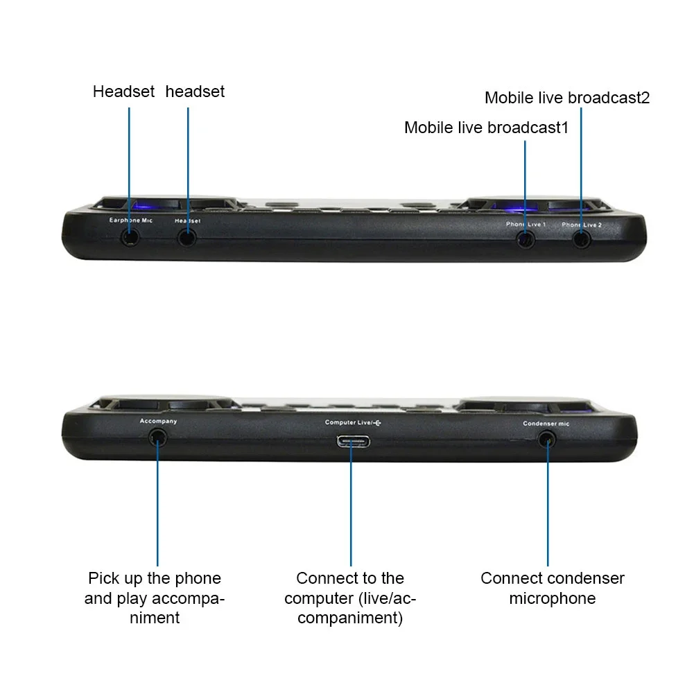 V300 Pro karta dźwiękowa kompatybilna z interfejs Audio Bluetooth Mixer DJ cyfrowy efekt konsoli USB do redukcji szumów śpiewu