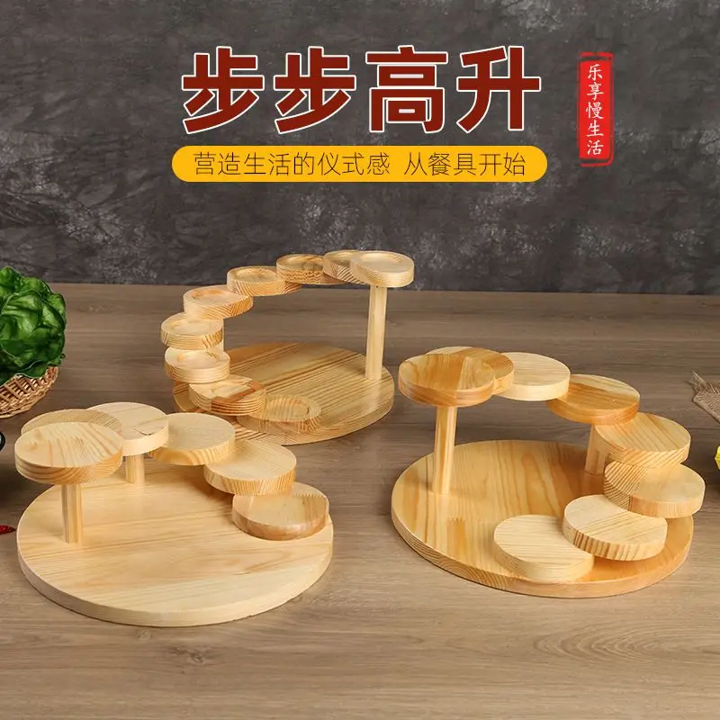 

Creative hotel hotpot shop rises step by tableware creative wooden dinner plate Dim sum rack multi-layer