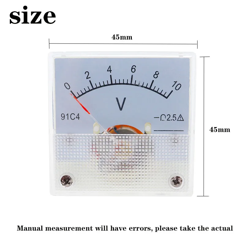 91C4-V DC Pointer type Voltage Meter 3/5/10/15/20/30/50/100/150/250/450V Analog Mechanics Plate table