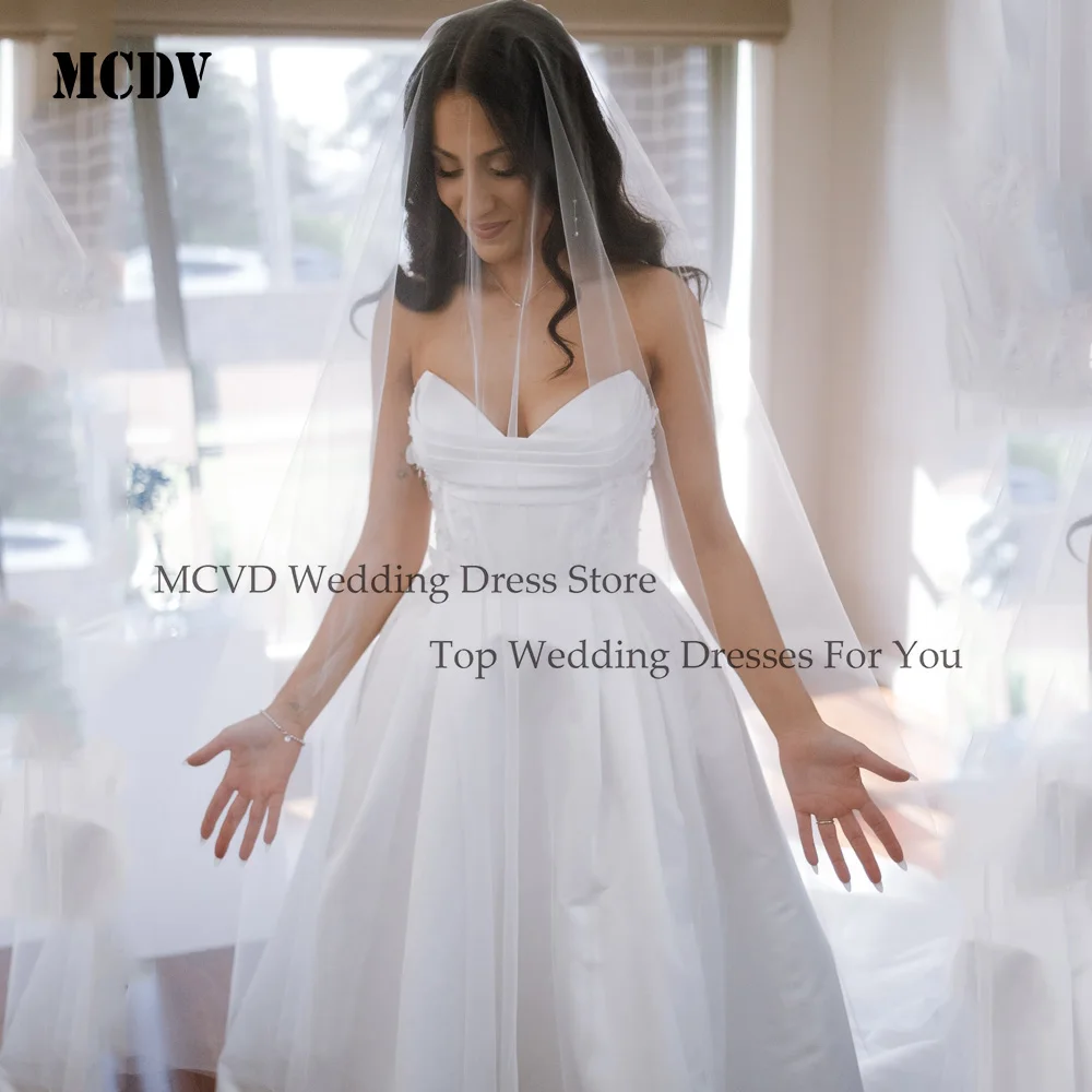 

MCDV Exquisite A Line Wedding Dresses Woman's Sleeveless Appliques Split Pleat Bride Gowns 2025 Vestidos De Novia Customized