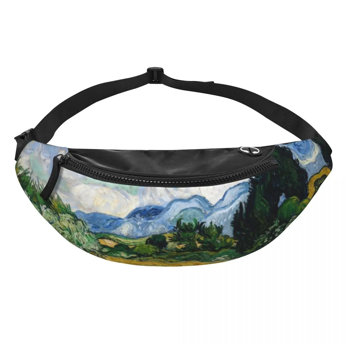 Riñonera de campo de trigo con Cipreses para hombre y mujer, bolso de cintura cruzado para correr, bolsa de dinero para teléfono, moda Vincent Van Gogh