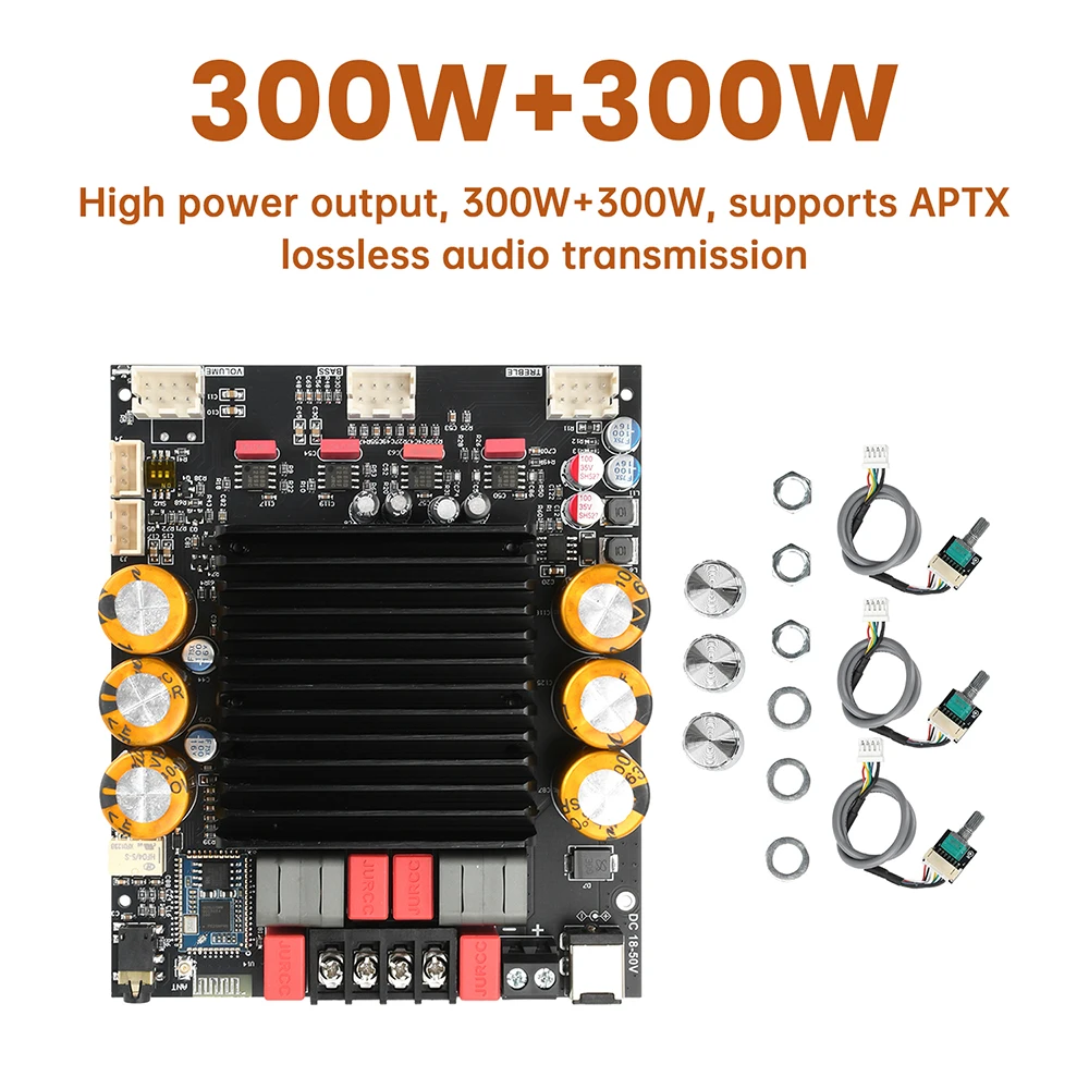 300W*2 QCC3034 Stereo Digital Amplifier Board High Power BTL 2.0 Channel APTX Lossless Audio Sound AMP for Home Theater